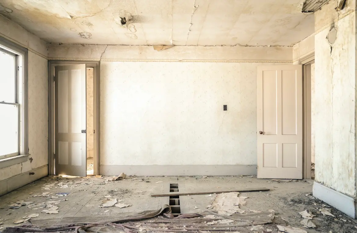 Waste disposal crew managing a cleanout project in County Center